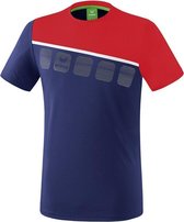 Erima Teamline 5-C T-Shirt New Navy-Rood-Wit Maat S