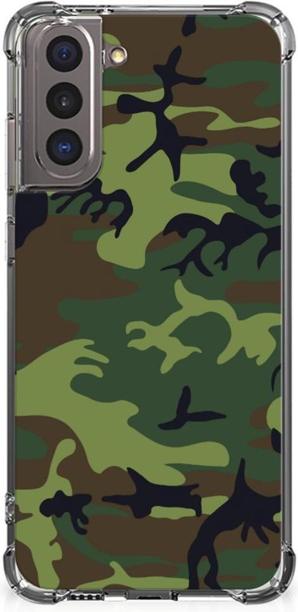 Samsung Galaxy S21 Doorzichtige Silicone Hoesje Army Dark