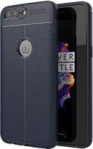 Voor OnePlus 5 Litchi Texture TPU beschermende achterkant van de behuizing (marineblauw)