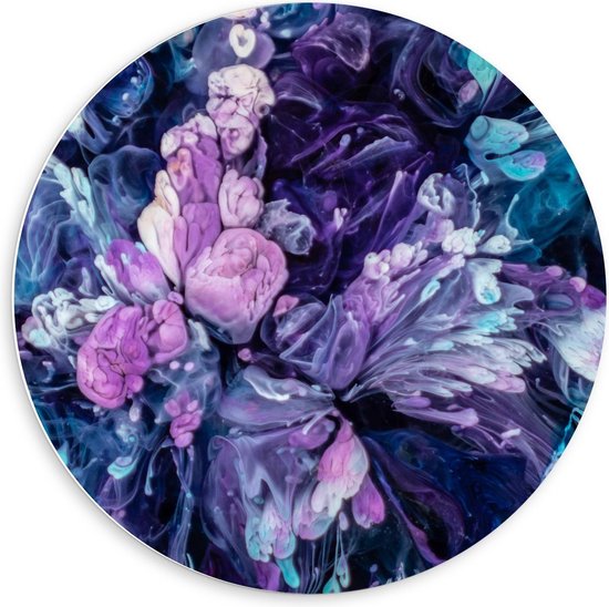 Forex Wandcirkel - Mooi Roze Met Paars Schilderij - 60x60cm Foto op Wandcirkel (met ophangsysteem)