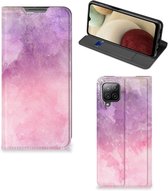 Leuk Telefoonhoesje Geschikt voor Samsung Galaxy A12 Bookcase Cover Pink Purple Paint