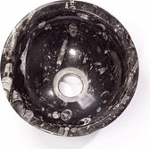 Handgemaakte natuursteen toiletfonteintje orthoceras marmer zwart