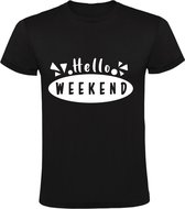 Hello Weekend Heren t-shirt | vrijdag | zaterdag | zondag | hallo weekend | Zwart