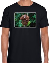 Dieren shirt met apen foto - zwart - voor heren - natuur / Orang Oetan aap cadeau t-shirt - kleding S