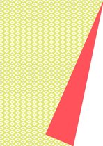 Dubbelzijdig Cadeaupapier Geel Rood Neon Motief- Breedte 30 cm - 175m lang