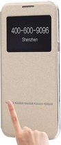 Voor Galaxy S8 Business Style Frosted Texture Horizontale Flip Leather Case met Call Display ID & Slide Unlock Slip & Holder (Gold)