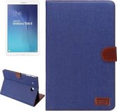 Denim textuur horizontale flip effen kleur lederen tas met portemonnee en kaartsleuven en houder voor Galaxy Tab E 9.6 / T560 (donkerblauw)