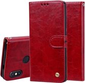Zakelijke stijl olie wax textuur horizontale flip lederen tas voor Geschikt voor Xiaomi Redmi Note 5 Pro, met houder & kaartsleuven & portemonnee (rood)