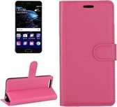 Voor Huawei P10 Litchi Textuur Horizontale Flip Leren Case met Magnetische Gesp & Houder & Kaartsleuven & Portemonnee (Magenta)