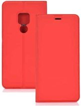 Ultradunne geperste magnetische TPU + PU lederen hoes voor Huawei Mate 20, met kaartsleuf en houder (rood)