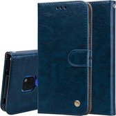 Business Style Oil Wax Texture Horizontale Flip Leather Case voor Huawei Mate 20, met houder & kaartsleuven & portemonnee (blauw)