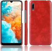 Schokbestendige Litchi Texture PC + PU beschermhoes voor Huawei Y6 Pro (2019) (rood)