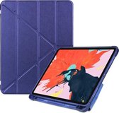 Multi-opvouwbare schokbestendige TPU-beschermhoes voor iPad Pro 11 inch (2018), met houder en pennensleuf (donkerblauw)