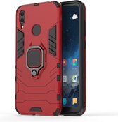Schokbestendige pc + TPU-hoes met magnetische ringhouder voor Huawei Y7 (2019) (rood)