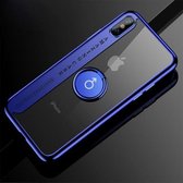 CAFELE voor iPhone X Ultradunne galvaniserende zachte TPU beschermende achterkant van de behuizing met ringhouder (blauw)