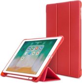 Litchi Texture Flip Leather Case voor iPad 9.7 (2017) / 9.7 (2018) / Air2 / Air, met drie-uitklapbare houder en pengleuven (rood)