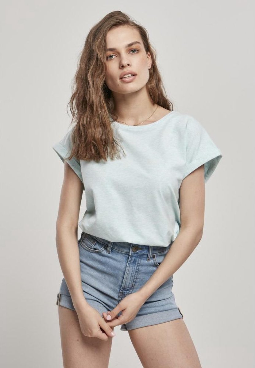 Urban Classics Color Melange Extended Shoulder Dames T-shirt 5XL Blauw