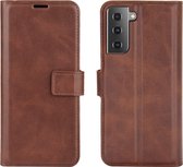 Samsung Galaxy S21 Plus Hoesje - Mobigear - Wallet Serie - Kunstlederen Bookcase - Bruin - Hoesje Geschikt Voor Samsung Galaxy S21 Plus