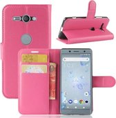 Voor Sony Xperia XZ2 Compact PU + TPU Litchi Texture Horizontale Flip Leren Case met Portemonnee & Houder & Kaartsleuven (Magenta)