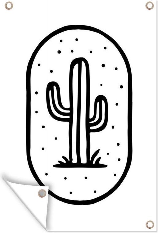 GreatGardenPosters Tuinposter - Zwart-wit cactus tekening - 120x180 cm | bol