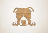 Wanddecoratie - Hond - Pitbull 2 - XS - 24x29cm - Eiken - muurdecoratie - Line Art