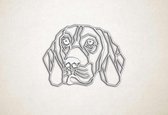 Line Art - Hond - Beagle - S - 44x60cm - Wit - geometrische wanddecoratie