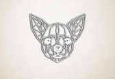 Line Art - Hond - Chihuahua - M - 60x70cm - EssenhoutWit - geometrische wanddecoratie