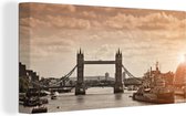 Canvas Schilderij Tower Bridge - Horizon - Londen - 40x20 cm - Wanddecoratie