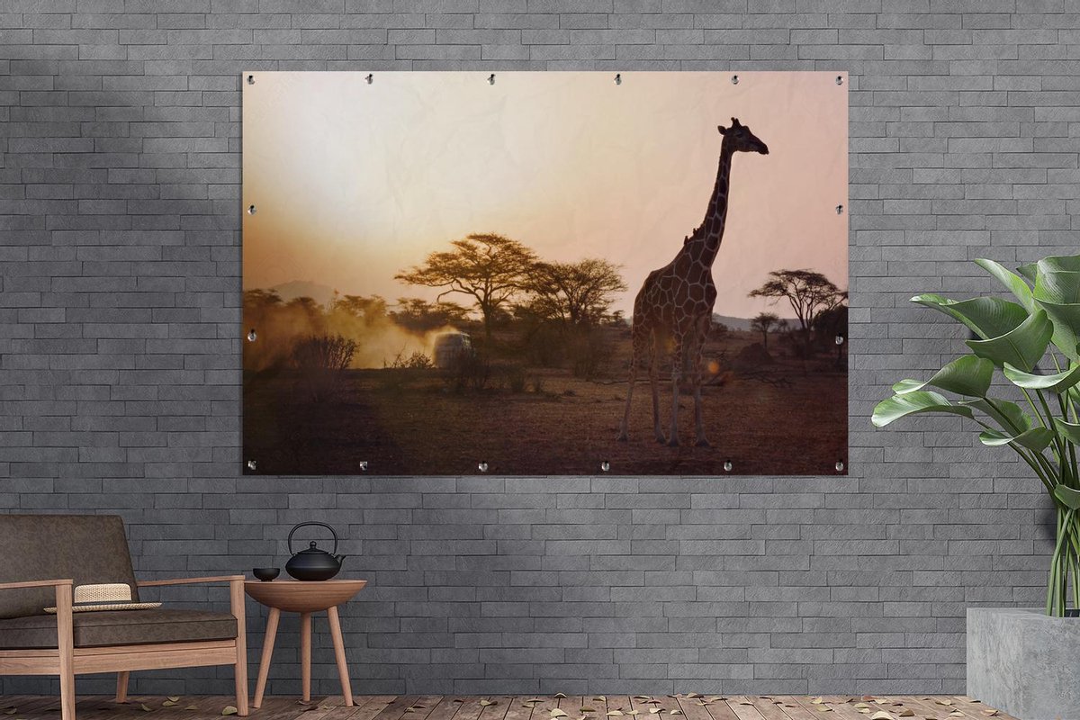 Tableau Tableau Girafe - Arbre - Safari - 180x120 cm - Décoration murale  XXL