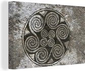 Canvas Schilderij Viking schildering op steen - 30x20 cm - Wanddecoratie