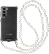 iMoshion Backcover met koord hoesje - Parels Samsung Galaxy S21 Plus hoesje - Transparant