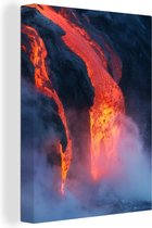 Peintures sur toile - La Lava jette dans l'océan après une éruption volcanique - 90x120 cm - Décoration murale