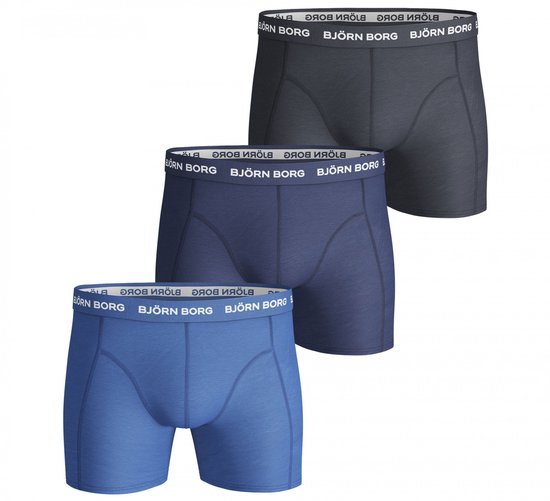 Bjorn Borg Solid Essential Heren Boxershort-3P-Blauw-Maat S