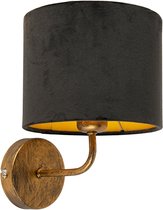 QAZQA - Retro Wandlamp voor binnen - 1 lichts - D 215 mm - Zwart Goud - Woonkamer | Slaapkamer | Keuken