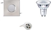 PHILIPS - LED Spot Set - CorePro 827 36D - Igan - GU10 Fitting - Waterdicht IP65 - Dimbaar - Inbouw Vierkant - Mat Chroom - 4W - Warm Wit 2700K - 82mm