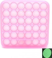 Dielay - Pop It - Fidget Toy - 12,5 cm - Glow in the Dark - Roze Vierkant