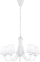 LED Hanglamp - Hangverlichting - Nitron Citra - E14 Fitting - 5-lichts - Rond - Mat Wit - Aluminium