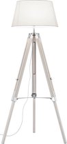 LED Vloerlamp - Nitron Tripady - E27 Fitting - Rond - Mat Wit - Hout