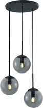 LED Hanglamp - Nitron Balina - E14 Fitting - 3-lichts - Rond - Mat Zwart - Aluminium