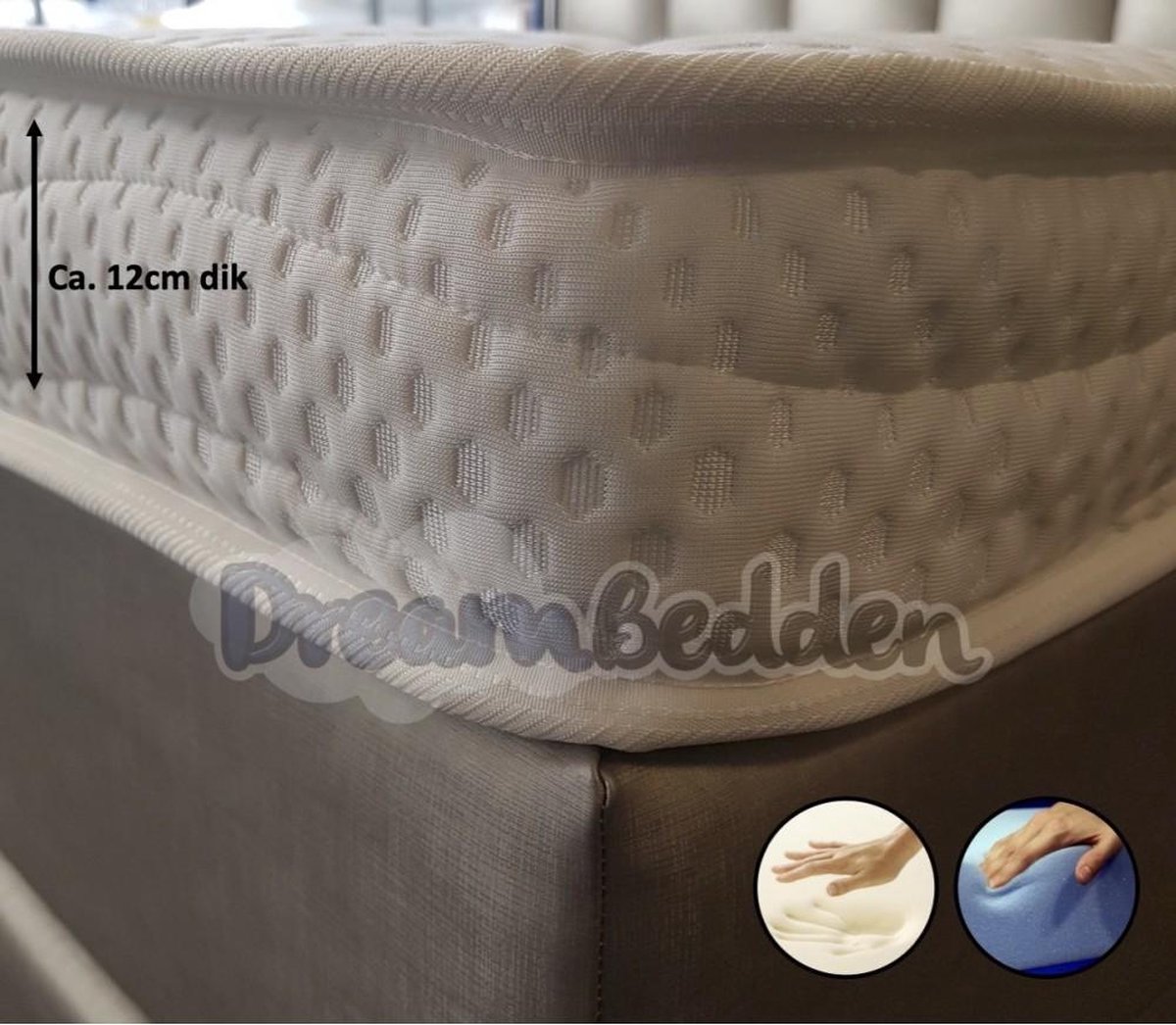 Tencel Original Tencel Topper 90x200 Nasa Traagschuim & Koudschuim HR55 12cm dik 2-Zijdig wit