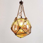 Lindby - hanglamp - 1licht - glas, snoer, metaal - E27 - amber, roest