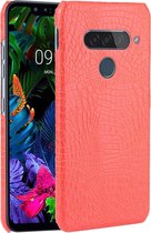 Voor LG G8S ThinQ Shockproof Crocodile Texture PC + PU Case (rood)