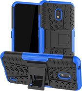 Voor Nokia 2.2 Tire Texture TPU + PC Shockproof Case met houder (blauw)