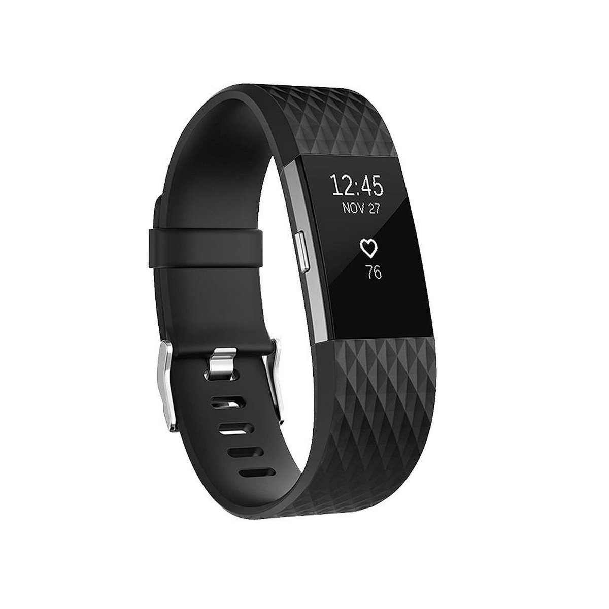 Diamond Pattern verstelbare sport-polsband voor FITBIT Charge 2, maat: S, 10,5 x 8,5 cm (zwart)