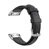 Voor Garmin Fenix 6 Oil wax kalfsleer Quick Release Strap (zwart)