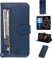 Voor Huawei Honor 9X / Honor 9X Pro Fashion Calf Texture Zipper Horizontal Flip PU Leather Case, with Holder & Card Slots & Wallet (Blue)