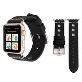 Voor Apple Watch Series 3 & 2 & 1 42mm retro gat lederen polshorloge band (zwart)