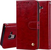 Business Style Oil Wax Texture Horizontal Flip Leather Case voor Galaxy J6 (EU-versie) (2018), met houder en kaartsleuven en portemonnee (rood)