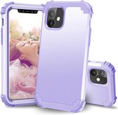 Voor iPhone 11 PC + siliconen driedelige anti-drop mobiele telefoon beschermende Bback Cover (lichtpaars)