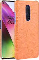 Voor OnePlus 8 schokbestendige krokodiltextuur PC + PU-hoes (oranje)